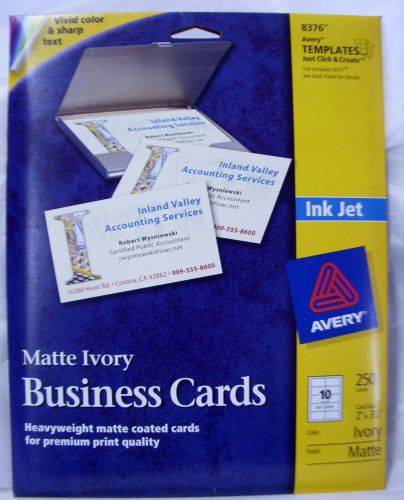 Avery 8376 BUSINESS CARDS -  Matte Ivory - INK JET - New Pkg - 250 cards