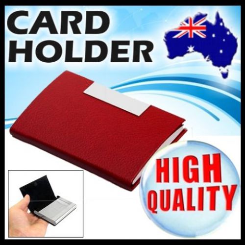 ?RED Color? HIGH QUALITY Leather Magnetic Business Credit Card Holder Men Women