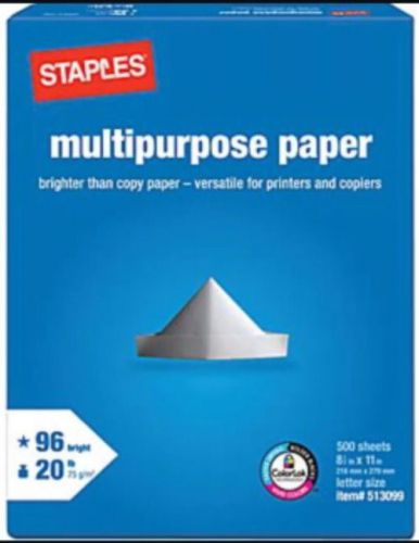 Staples Multipurpose Paper, 8 1/2&#034; x 11&#034; Letter Size Ream 500 Sheets