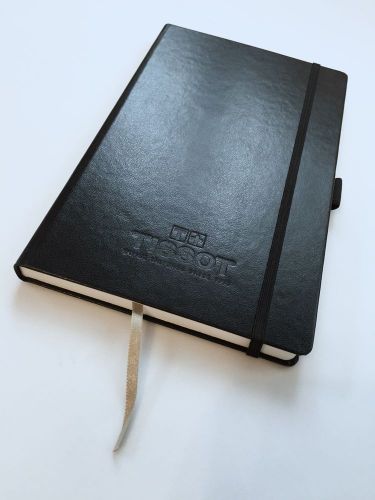 Tissot Black Hard Cover Notebook w/ Debossed logo and Inside Paper Pocket