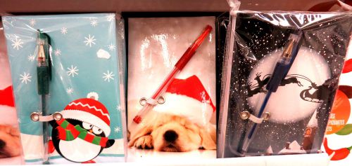Cute Santa Penguin Pup Dog Xmas Christmas Memo Pad Notebook