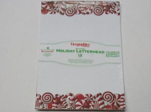 Geographics GeoPaper GLITTER Holiday Letterhead Peppermint Candy A4 Xmas 49207