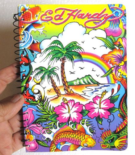 BOLD Ed Hardy Notebook 100 shts lined School Supplies TROPICAL Purple Lisa Frank