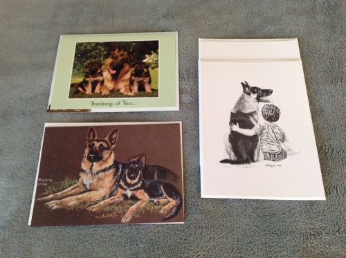 3) Vintage German Shepherd Dog Note Cards w/envelopes - Paula Zan, Mary Jung