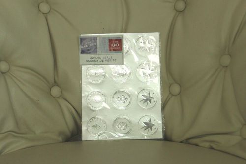 60 SILVER FOIL AWARD SEALS Embossed Metallic Press-On Certificate Medals