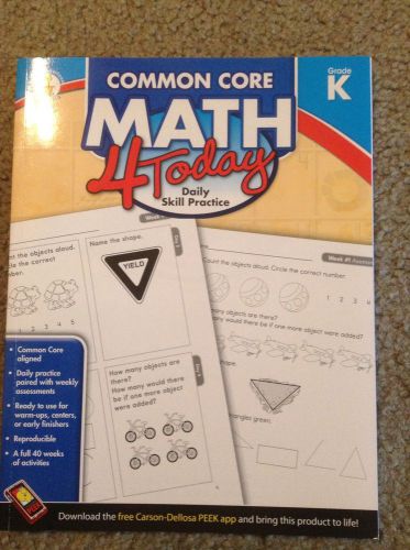 Carson-Dellosa Publishing Common Core 4 Today Workbook, Math, Kindergarten, 96 P