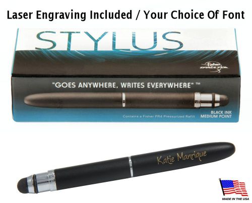 Personalized #bg4/s matte black fisher space pen with conductive stylus for sale