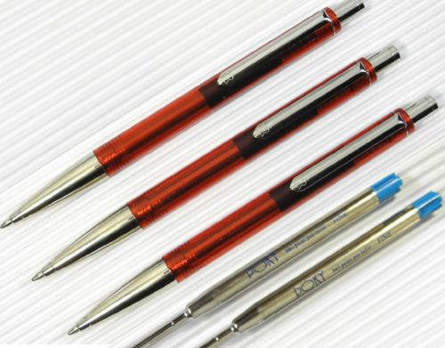 30pcs PIRRE PAUL&#039;S 610 ball point pen clear RED+10 refills( parker style) BLUE