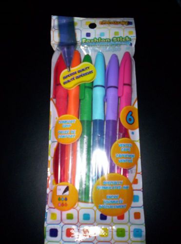 ProMarx Fashion Stick  Ballpoing Pens  w/comfort grip ~  6 Different Color Pens!