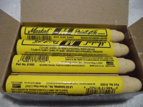 (12) Markal White 0081920 PaintStik  B Markers All Purpose Cold Surface