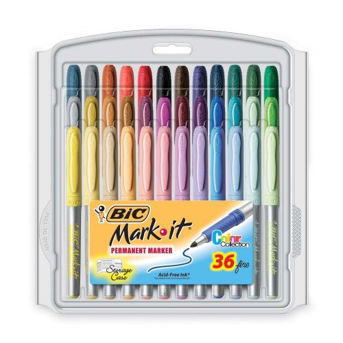 New bic mark-it color collection permanent marker, fine point, assorted colors, for sale