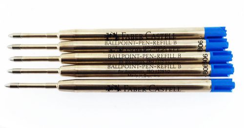 5 Faber-Castell, Ball Pen Refills B / Blue, Made in Germany- ORIGINAL