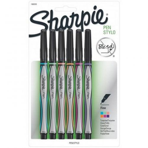 6 SHARPIE BLUE Black GREEN Red ORANGE Purple PENS * Fine Pt