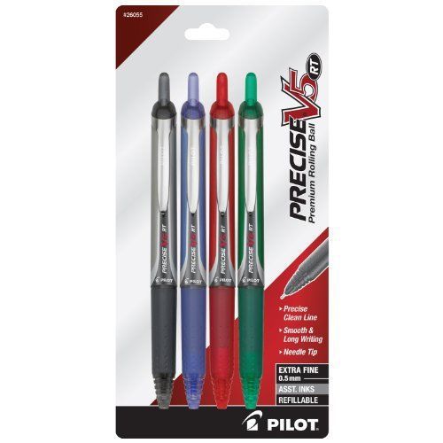 Pilot Precise V5 RT Retractable Rolling Ball Pens, Extra Fine Point, 4-Pack, New