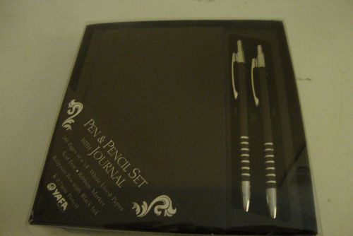 Pen &amp; Pencil Set With Journal Yafa Black NEW