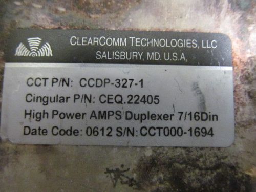 CLEARCOMM CCDP-327-1 High Power AMPS Duplexer Filter Assembly