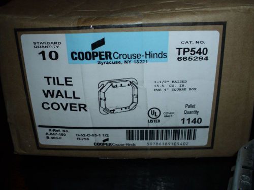 ~ Cooper TP540 Tile Wall Cover 1 1/2&#034; Raised for 4&#034; Square Box. Box Of 10