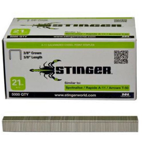 Stinger 940042 staples 3/8&#034; crown, 21ga, a-11 (5000 ct) for sale