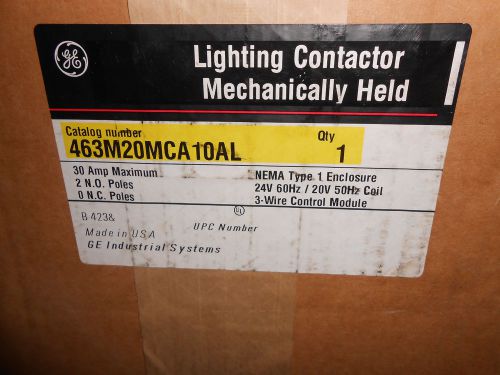 Ge 463m20mca10al 30 amp 2 no 0 nc n1 24 volt lighting contactor mech held for sale