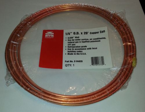 Mueller copper tubing coil 1/4&#034; x 20&#039; refrigeration streamline 04020 for sale