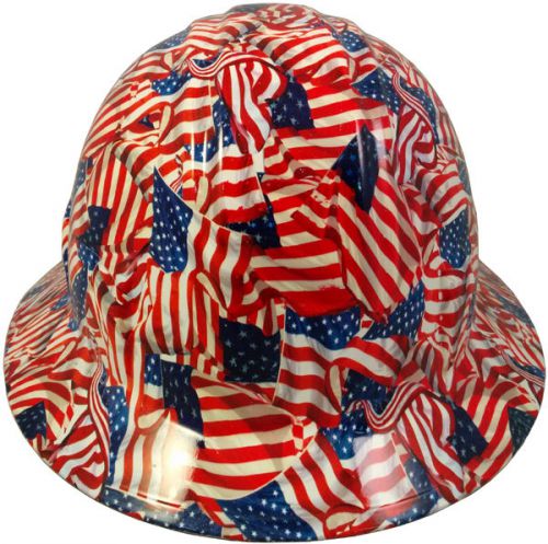 New hydro dipped full brim hard hat w/ ratchet suspension - american flag print for sale