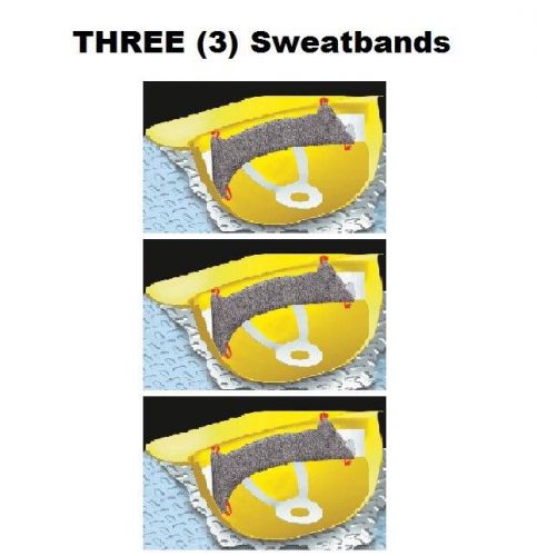 (3) three hard hat sweatbands clip on gray one size terry cloth original 8mm new for sale