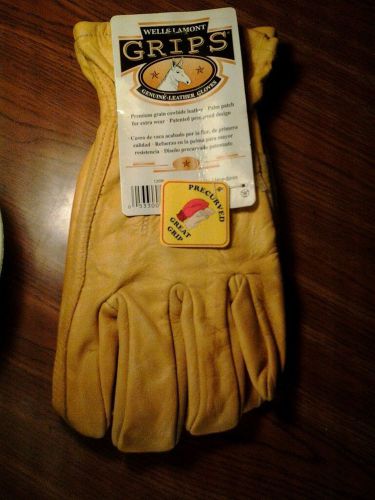 WELLS LAMONT GRIPS - Genuine Cowhide Work Gloves. Size LG. Precurved Design. NEW