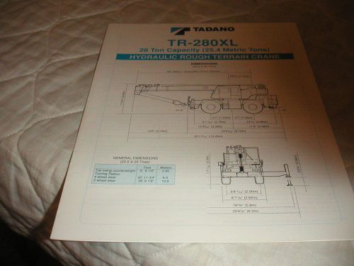 1992 TADANO MODEL TR-280XL HYDRAULIC ROUGH TERRAIN CRANE SALES BROCHURE