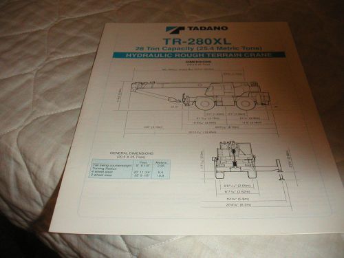 1992 TADANO MODEL TR-280XL HYDRAULIC ROUGH TERRAIN CRANE SALES BROCHURE