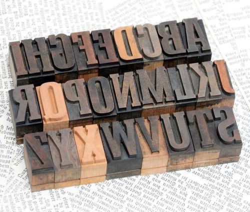 A-Z alphabet 1.06&#034; letterpress wooden printing blocks wood type Vintage shabby