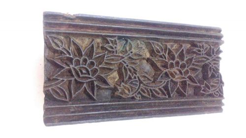 Vintage rare long big size 2 lotus flower pattern wooden printing block/stamp for sale