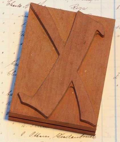 letter: X rare unused wood type letterpress printing block woodtype font antique