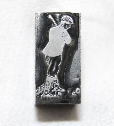 VINTAGE GOLF PLAYER SWINGING PRINTERS BLOCK LETTER PRESS METAL STAMP CRAFTS CLAY