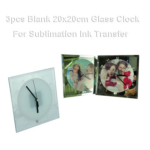 3Pcs New Blank Sublimation Round Glass Clock Printing Heat Press Transfer Crafts