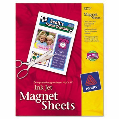 Avery Personal Creations Inkjet Magnet Sheets, 8-1/2 x 11, White, 5/Pk (AVE3270)