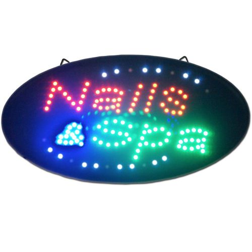 Slim Animated LED neon NAILS &amp; SPA Lights Salon Open Sign Bright Store Display