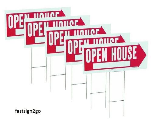 Open House Sign 10&#034;x 24&#034;  (5 pack), real estate signs, sell house, home 2 sides