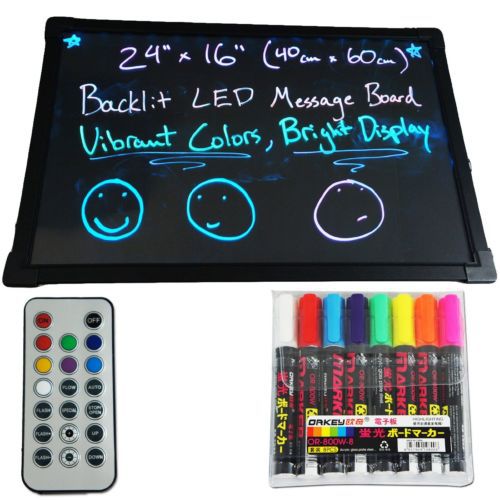 LED Menu Light Board 24&#034; x 16&#034; Message Sign Dry Erase Fluorescent Board