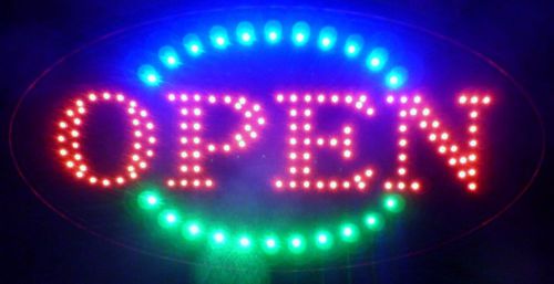 NEW BRIGHT ANIMATED LED OPEN SIGN W/ANIMATION SWITCH &amp; HANGING CHAIN P