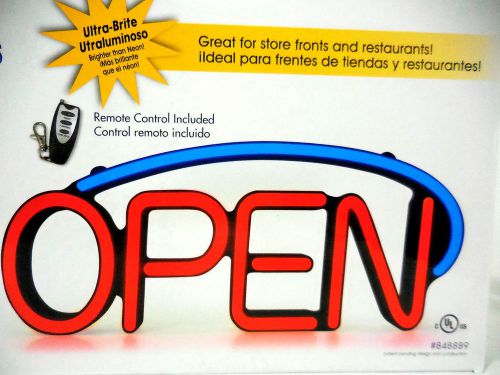 LED Open Sign with Remote, Red Blue, 848889, New