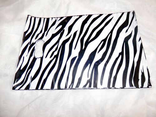 100 zebra 8x12 inch plastic party bags, animal print merchandise favor gift bags for sale