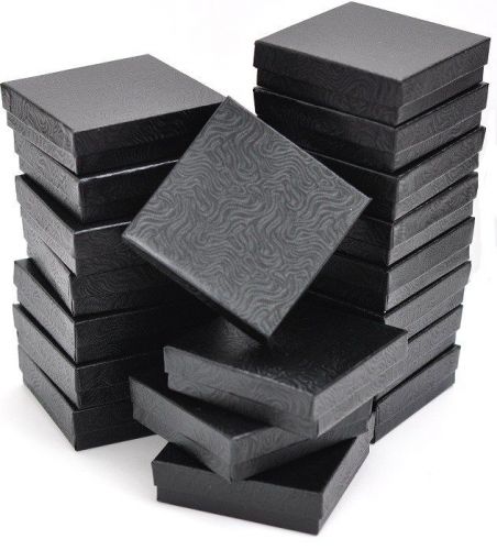 LOT OF 12 BLACK COTTON FILLED BOXES JEWELRY GIFT BOXES BRACELET BANGLE BOXES