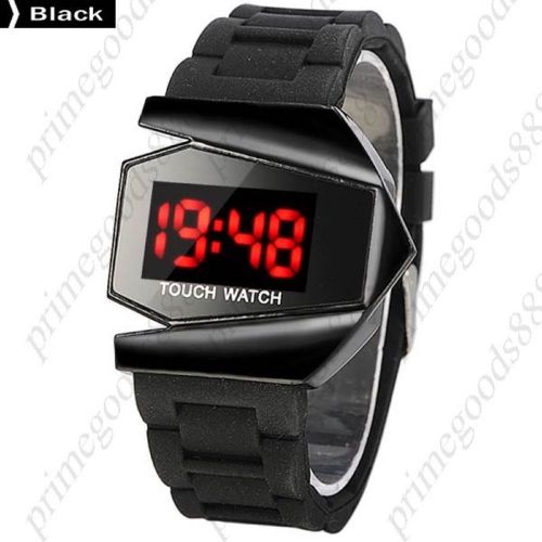 Sport Touch Screen Digital LED Wrist Wristwatch Silicone Band Sports In Black