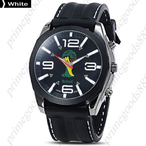Brazilian World Cup 2014 Brazil Silica Gel Wristwatch Quartz Analog Men&#039;s White