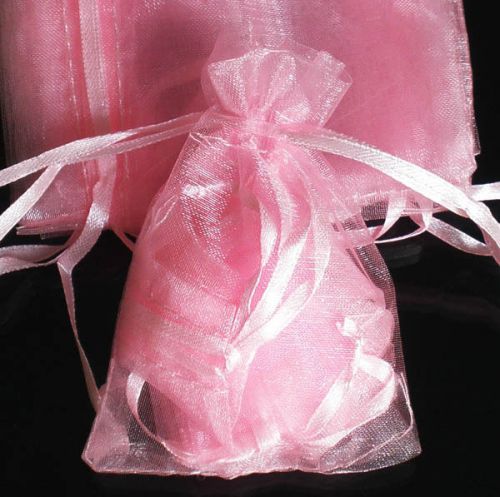 100PCS Light Pink Organza Drawstring Wedding Gift Pouch Bag 2.7x3.5&#034; FOR XMAS