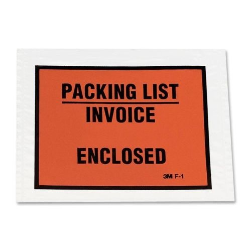 3M Packing List/Invoice Enclosed Envelope - 4.5&#034;x5.5&#034;- 100/Box - Orange