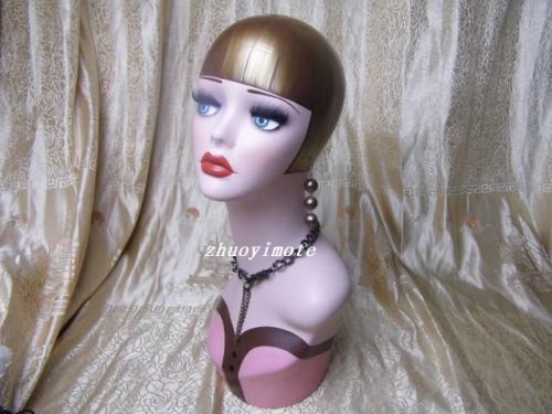 hand-painted Vintage female head Mannequin fiberglass for jewelry wig display B