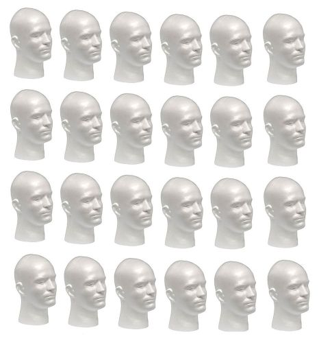 24- WHITE MALE MANNEQUIN/ MANIKIN STYROFOAM FOAM HEADS, WIG-HAT-RETAIL  DISPLAY