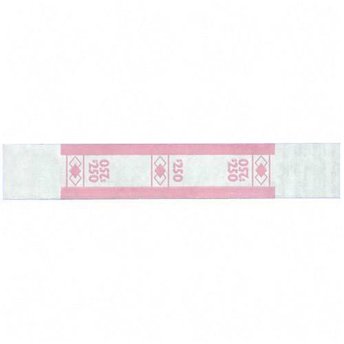 PM Company Self Adhesive White/Cerise Currency Bands $250 Value 1000 Bands per