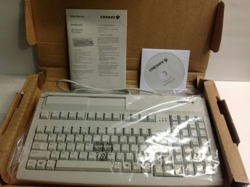 Cherry POS Programmable Keyboard /w Card Reader PS/2 Gray G81-7000LPAUS-0  NEW